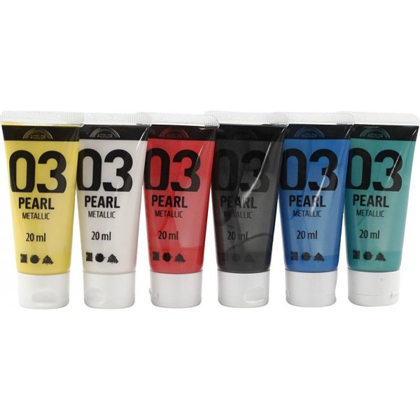 Koulumaali Akryyli - Metalli - vakiovrit - metalli - 6 x 20 ml