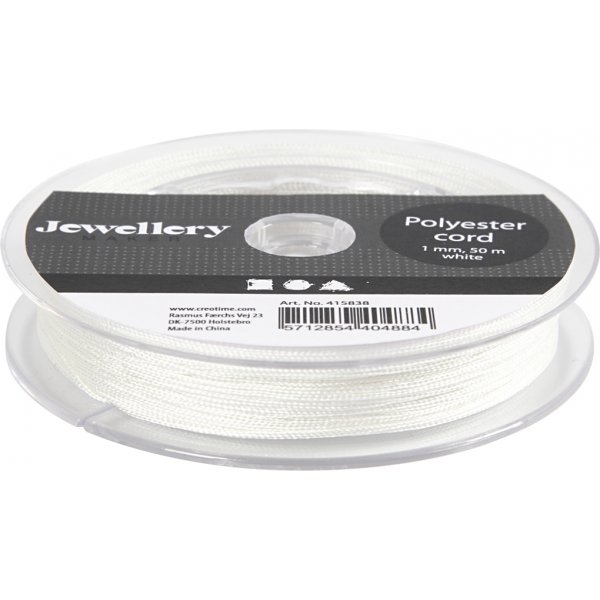 Polyesterinauha - valkoinen - 50 m Polyesterinauha - valkoinen - 50 m