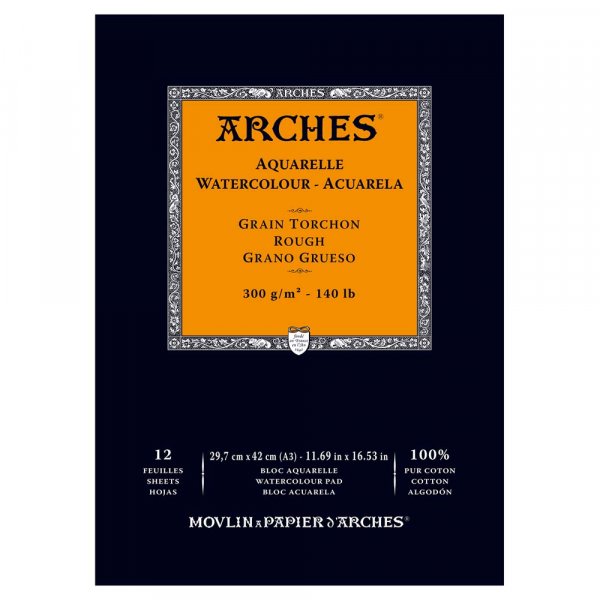 Akvarellilohko Liimattu Rough grove Arches 300g