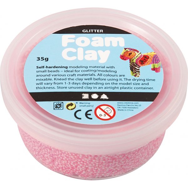 Foam Clay - vaaleanpunainen - glitter - 35 g