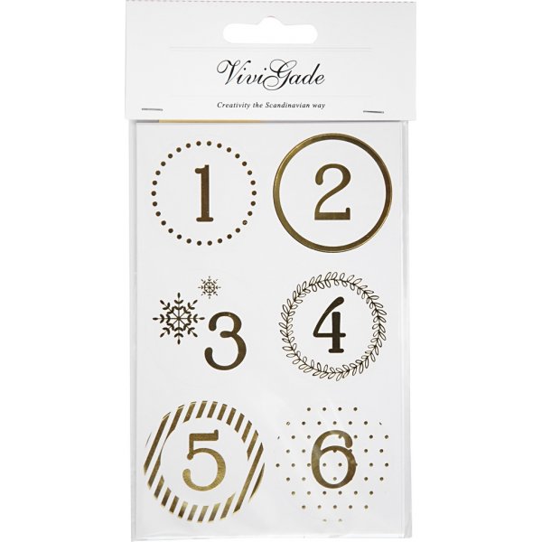 Kalenterinumerot - kulta - valkoinen - 4 arkkia Kalenterinumerot - kulta - valkoinen - 4 arkkia