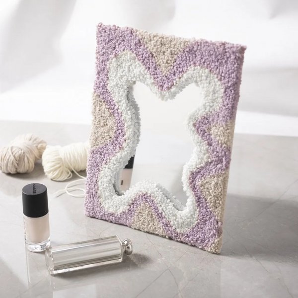 DIY Kit Punch Needle, pastellivrit, peili