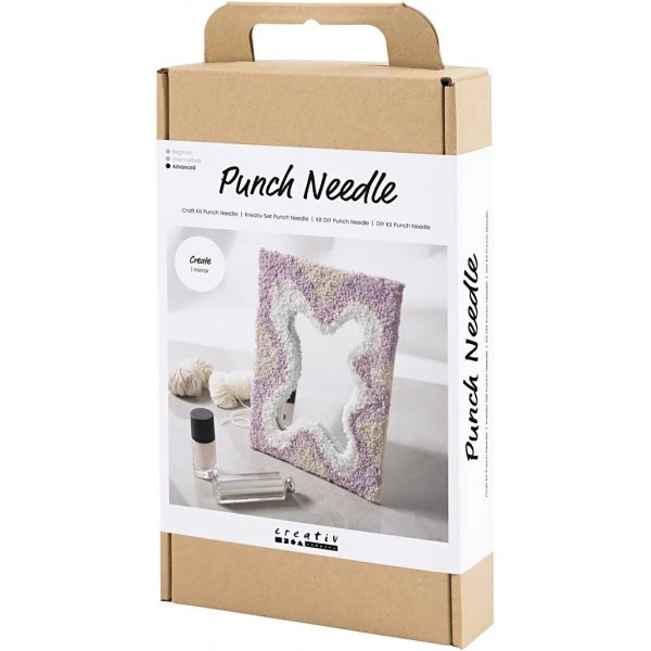 DIY Kit Punch Needle, pastellivrit, peili