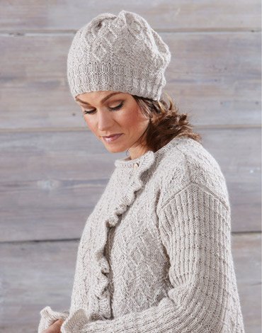 Neulekuvio - Kuvioneulottu takki, hattu ja laukku Neulekuvio - Kuvioneulottu takki, hattu ja laukku