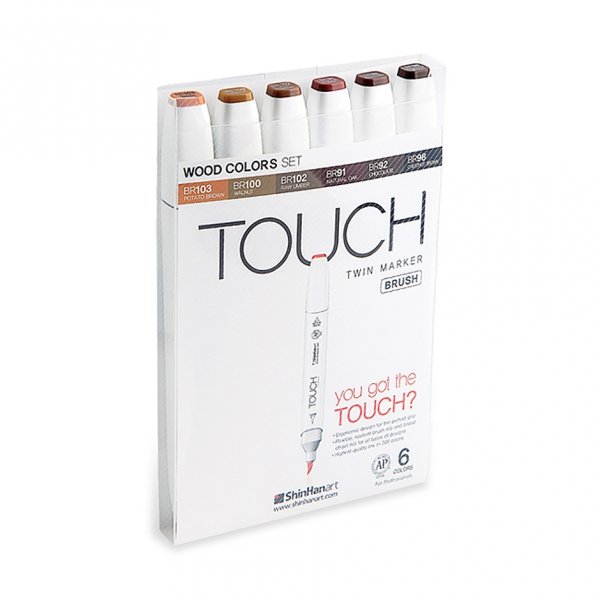 Touch Twin Brush Marker 6kpl - Puun vrit