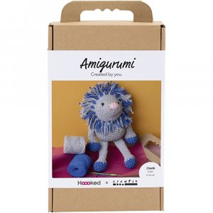 Tee-se-itse amigurumi-leijona, tummansininen ja vaaleanharmaa - 1 pakkaus.