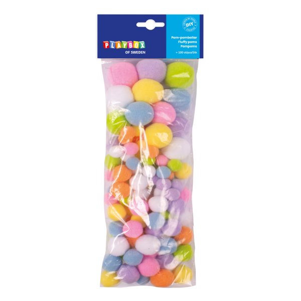 Pompom pastellivrit 100 kpl