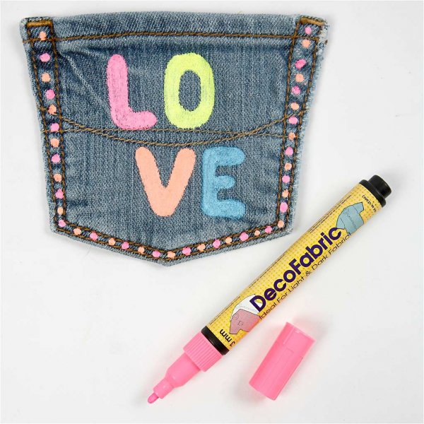 Deco tekstiilikynät - 3 mm - neonvärit - 6 kpl Deco tekstiilikynät - 3 mm - neonvärit - 6 kpl