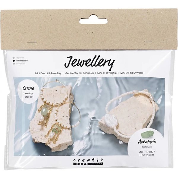 Mini DIY Kit -korut, rannekorut ja korvakorut aventuriinisekoituksesta
