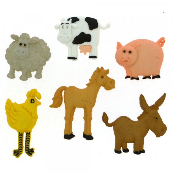 Monivriset painikkeet 28x20 - 30x35 mm - Hauska maatila