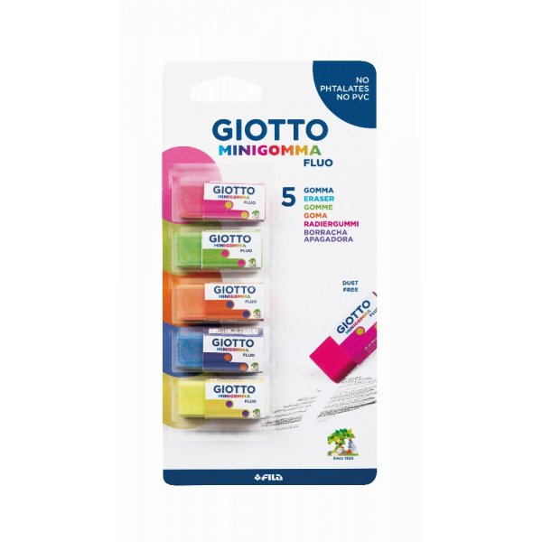 Eraser Giotto Mini Gomma Fluorescent - 5 kpl