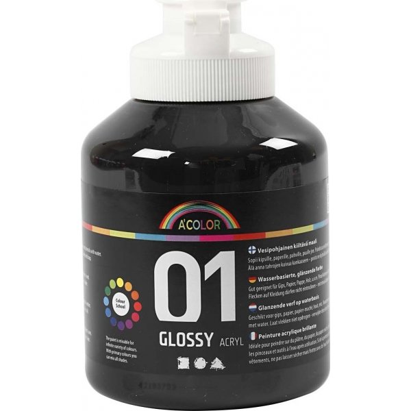 Koulumaali - Akryyli - musta - kiiltv - 500 ml