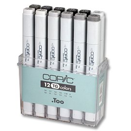 Copic Marker -setti - 12 kynää - Harmaan sävyt A3-TG Copic Marker -setti - 12 kynää - Harmaan sävyt A3-TG