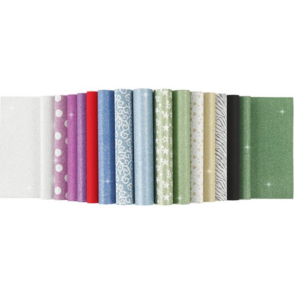 Glitterpaperi lohkoissa - A4 - 30 arkkia