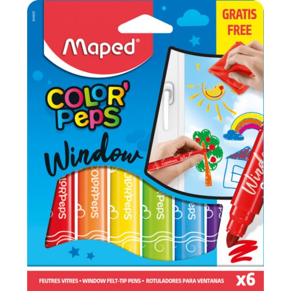 Kuitukynsarja - Maped - ColorPeps 6 ikkunakynt + mikrokuituliinat