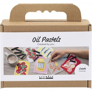 Mini DIY-setti �ljypastelliv�rikortit, kala ja �yri�iset, harmaa ja valkoinen, 8 kpl