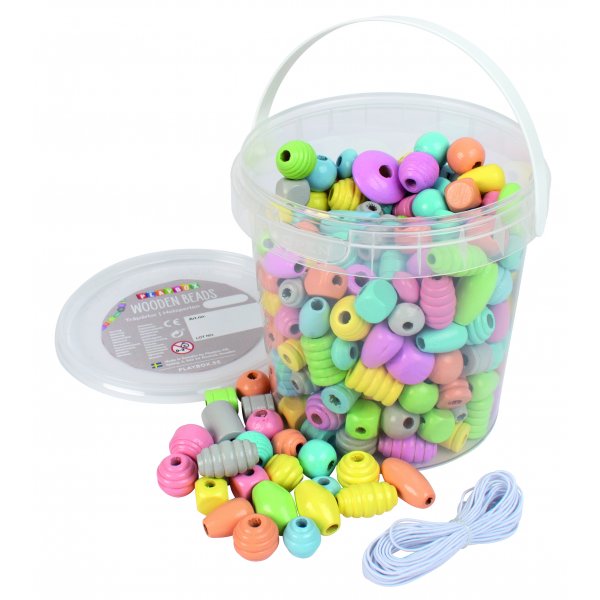 Puiset helmet ämpäripastellissa - 250 g Puiset helmet ämpäripastellissa - 250 g