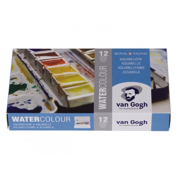 Van Gogh akvarellisarja metallilaatikossa  Cup (12 vri ja sivellin)