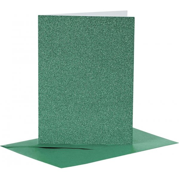 Kortit ja kirjekuoret - vihre - glitter - 4 sarjaa