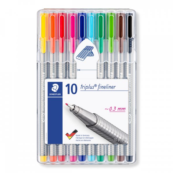 Fineliners Triplus 0,3 mm - 10 kyn
