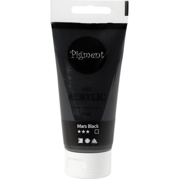 Pigment Art Acrylic - mars musta - puolikiiltv - peite - 75 ml