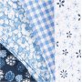 Patchwork kangas - sininen - 4 kpl