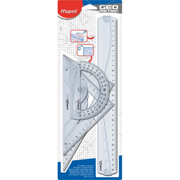 Klassinen viivainsarja - Maped - 30cm viivain, 80/12cm viivain, 45/21cm viivain ja 60/21cm viivain