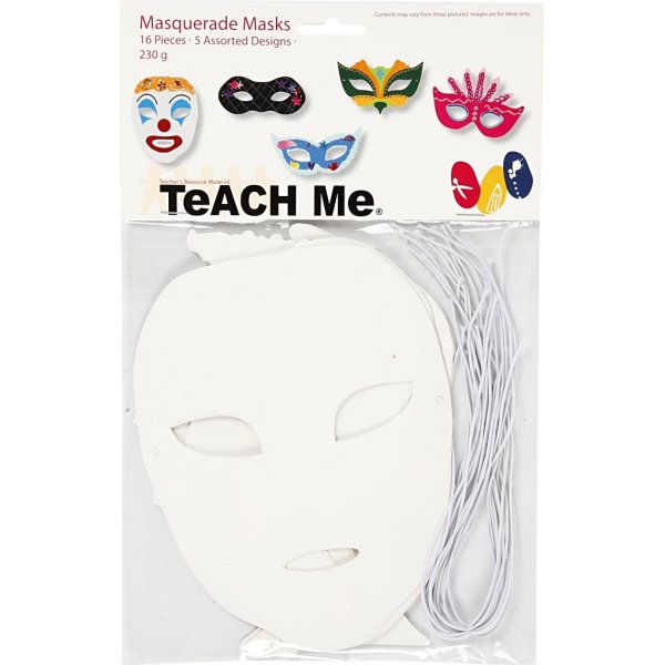 TeACH Me -teatterinaamarit - valkoinen - 16 kpl TeACH Me -teatterinaamarit - valkoinen - 16 kpl