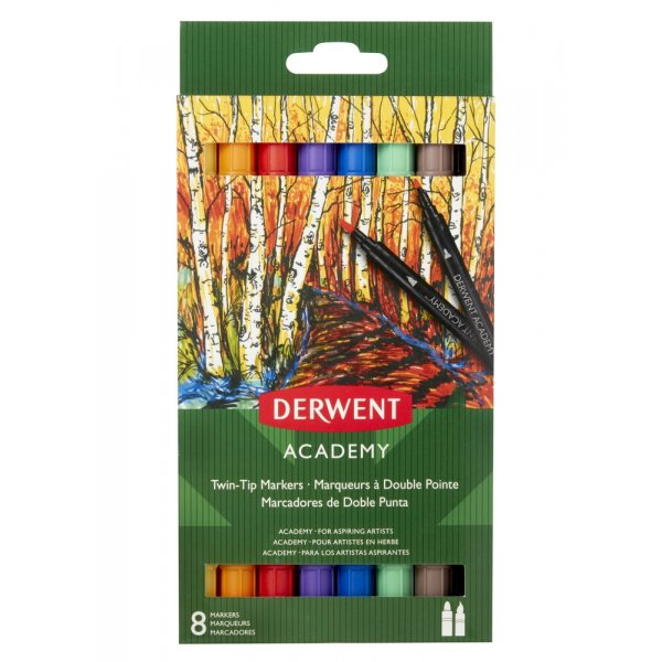 Derwent Academy Twin Tip Marker - 8 kyn