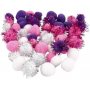 Pomponit - violetti - vaaleanpunainen - valkoinen - 48 kpl