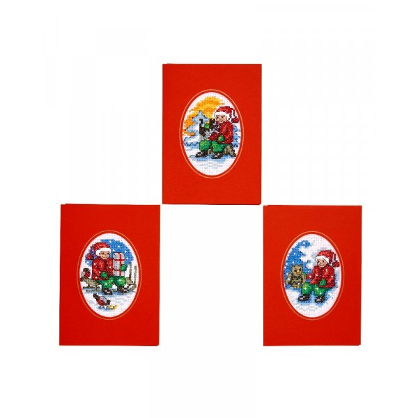 Kirjontasarja Joulukortti - Istuva joulupukki