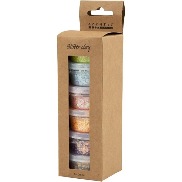 Glitter savi, pastellivrit, 6x20 ml