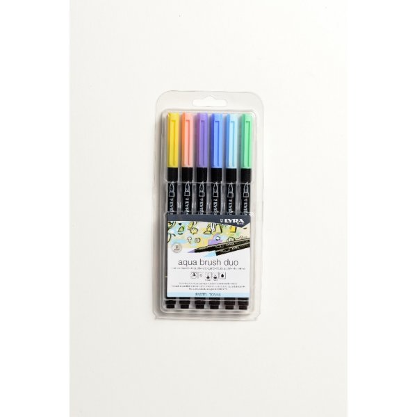 Akvarellikynt Aqua Brush Duo 6 kpl - Pastellisvyt