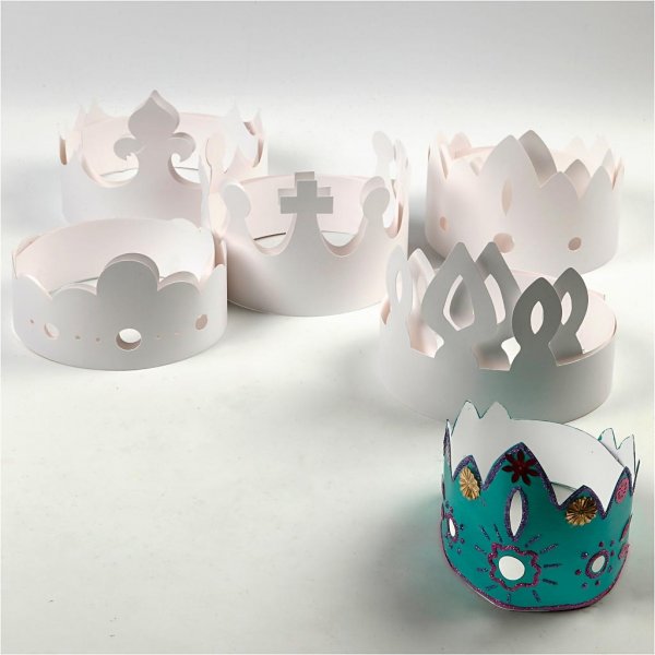 Pahvikruunut - valkoinen - 50 kpl