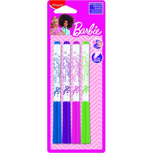 Valkotaulu kynsetti - Maped - Barbie design 4 kpl