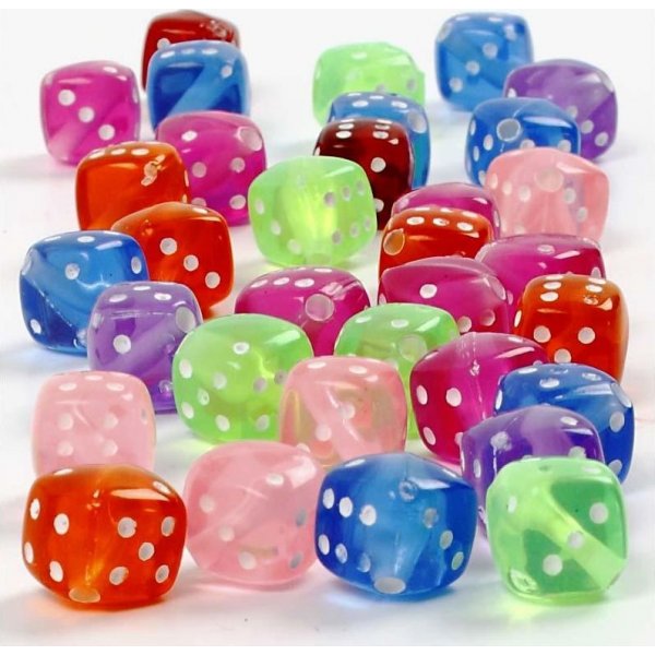 Muovihelmet Dice mix - 7 x 7 mm - 125 ml