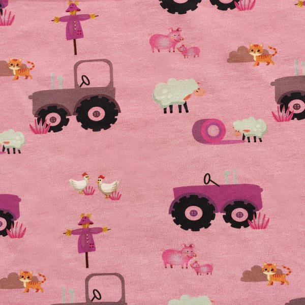 Kuviollinen trikoo 145 cm - Talonpoika - Pinkki