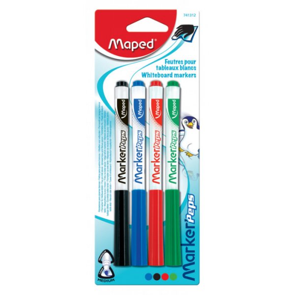 Valkotaulu kynsetti - Maped - 4 kpl