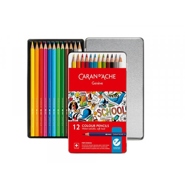 Koulusetti Caran d'Ache Vesiliukoiset vrikynt Metallic - 12 vri