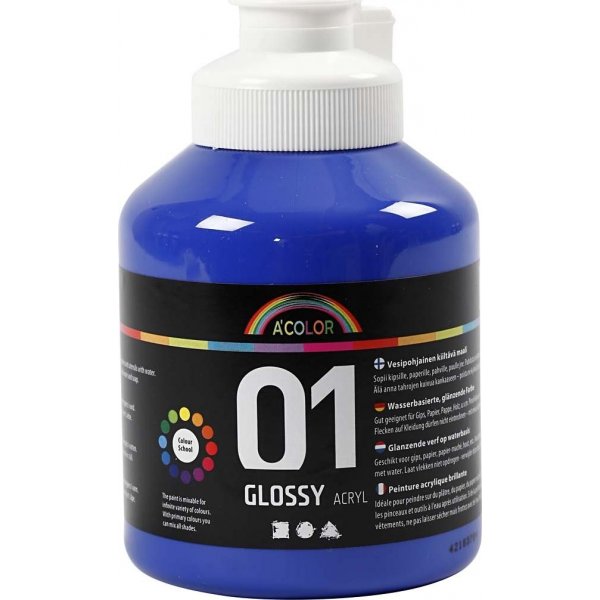 Koulumaali - Akryyli - sininen - kiiltv - 500 ml