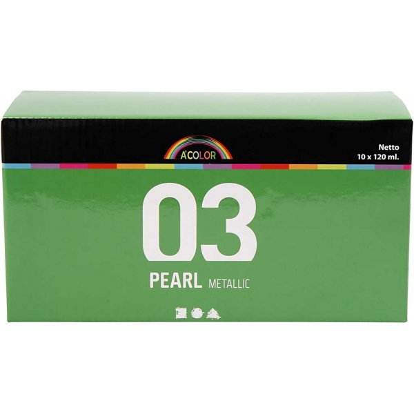 Koulumaali Akryyli - Metalli - sekavrit - metalli - 10 x 120 ml