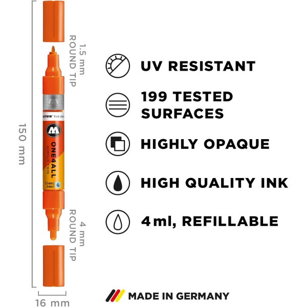 Akryylimerkit One4All Twin 1,5 + 4mm Akryylimerkit One4All Twin 1,5 + 4mm