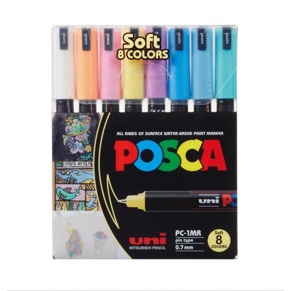 Uni Posca PC-1MR - 8 pehmeää väriä