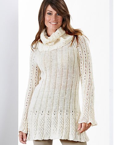 Neulekuvio - Pitsineulottu tunika lysll kauluksella