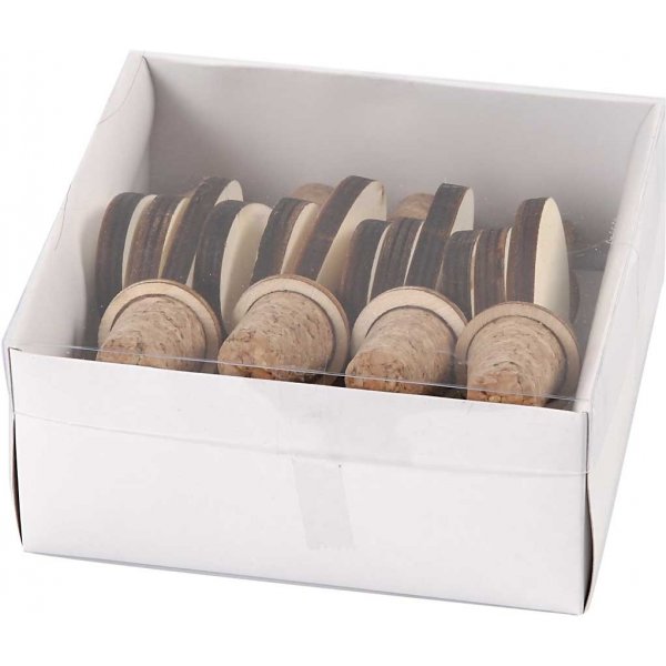 Korkki puisella sydmell - 12 kpl