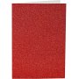 Kortit ja kirjekuoret - punainen - glitter - 11,5 x 16,5 cm - 4 sarjaa