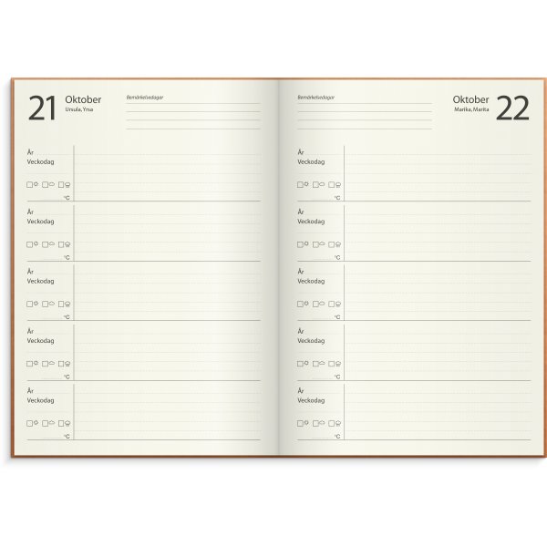 5-vuotispivkirja - konjakkikeinonahka