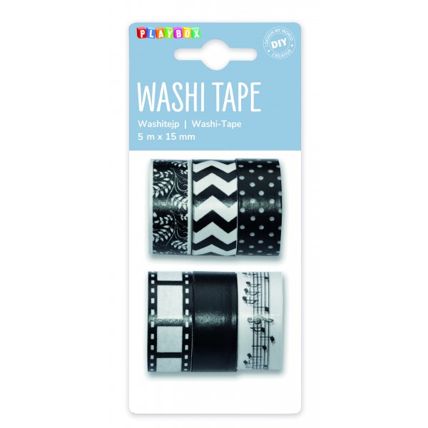 Washitape 6 kpl musta