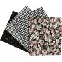 Patchwork kangas - musta - 4 kpl