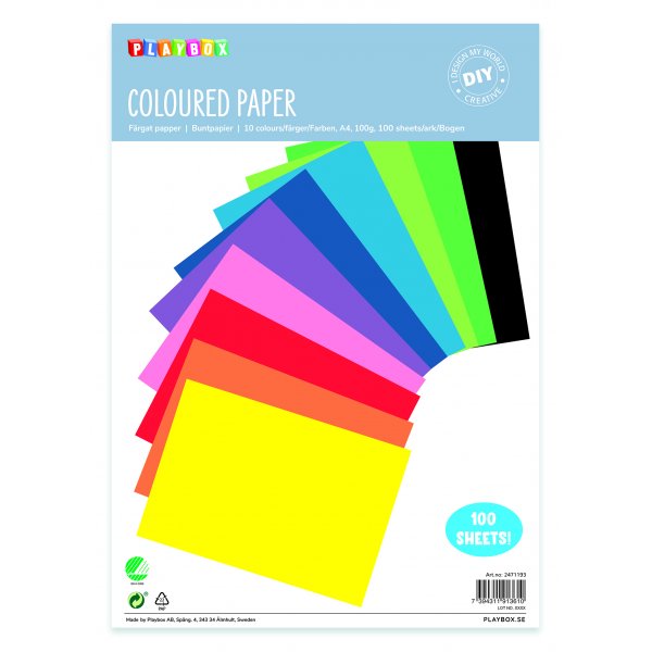 V�rillinen paperi A4, 80 gr, 100 arkkia